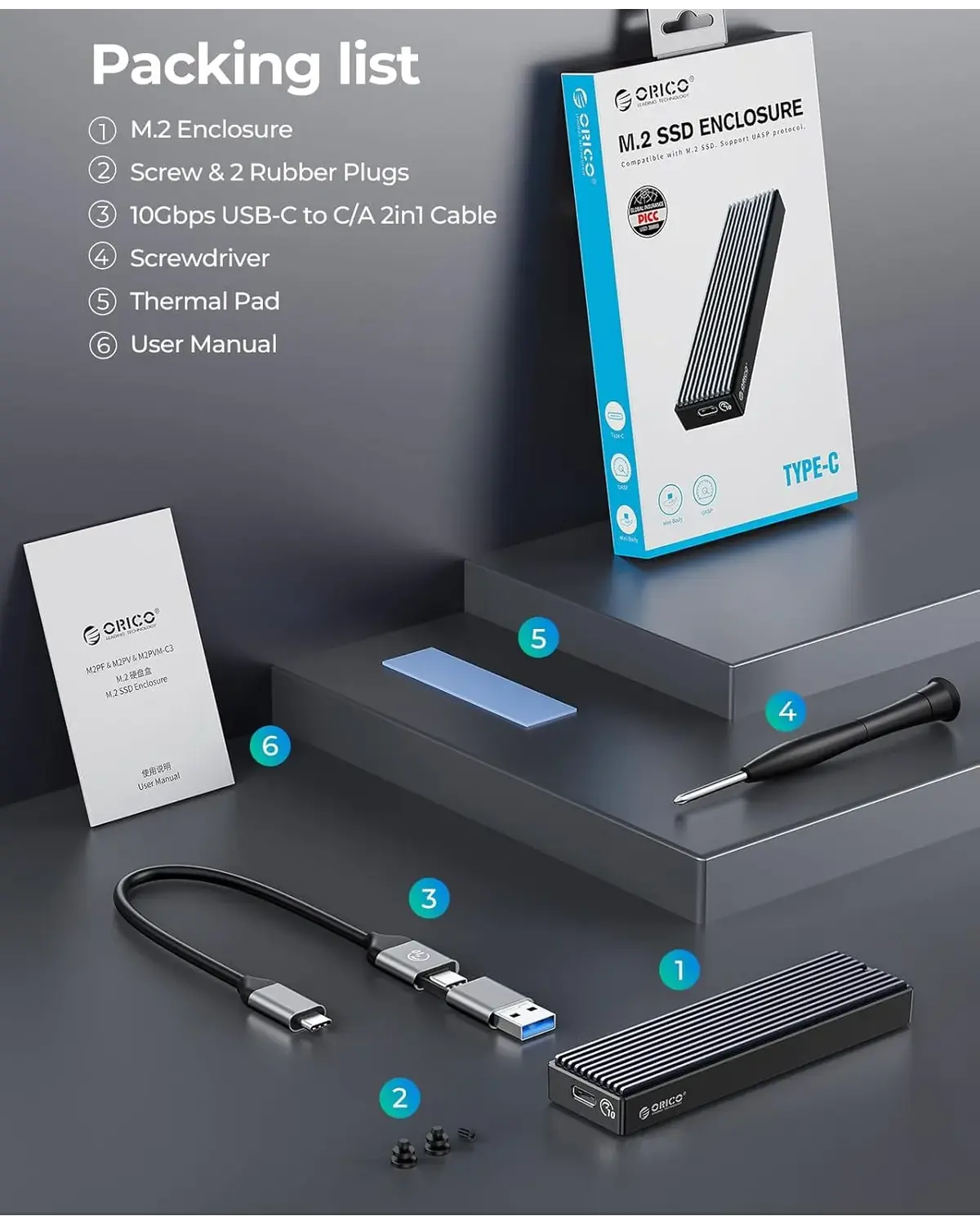 Orico M2PV-C3 M.2 NVMe SSD Enclosure - متجر TT Tab للتقنيات الحديثة
