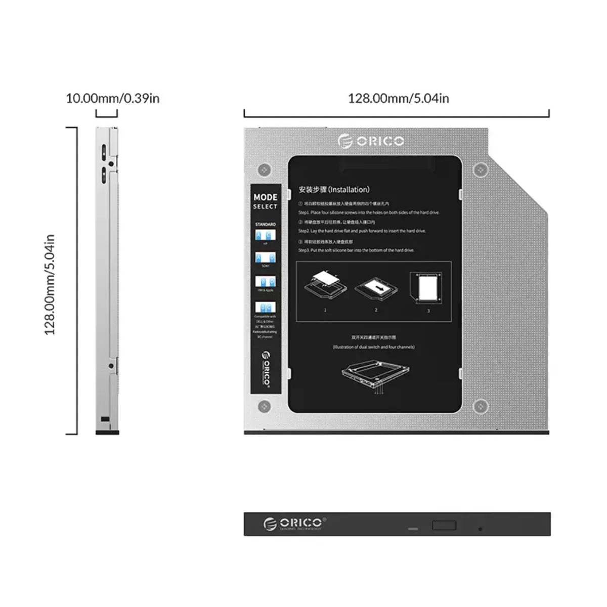 Orico M95SS Caddy 9.5mm Laptop Hard Drive Caddy for Optical Drive - للتقنيات الحديثة TT TAB متجر