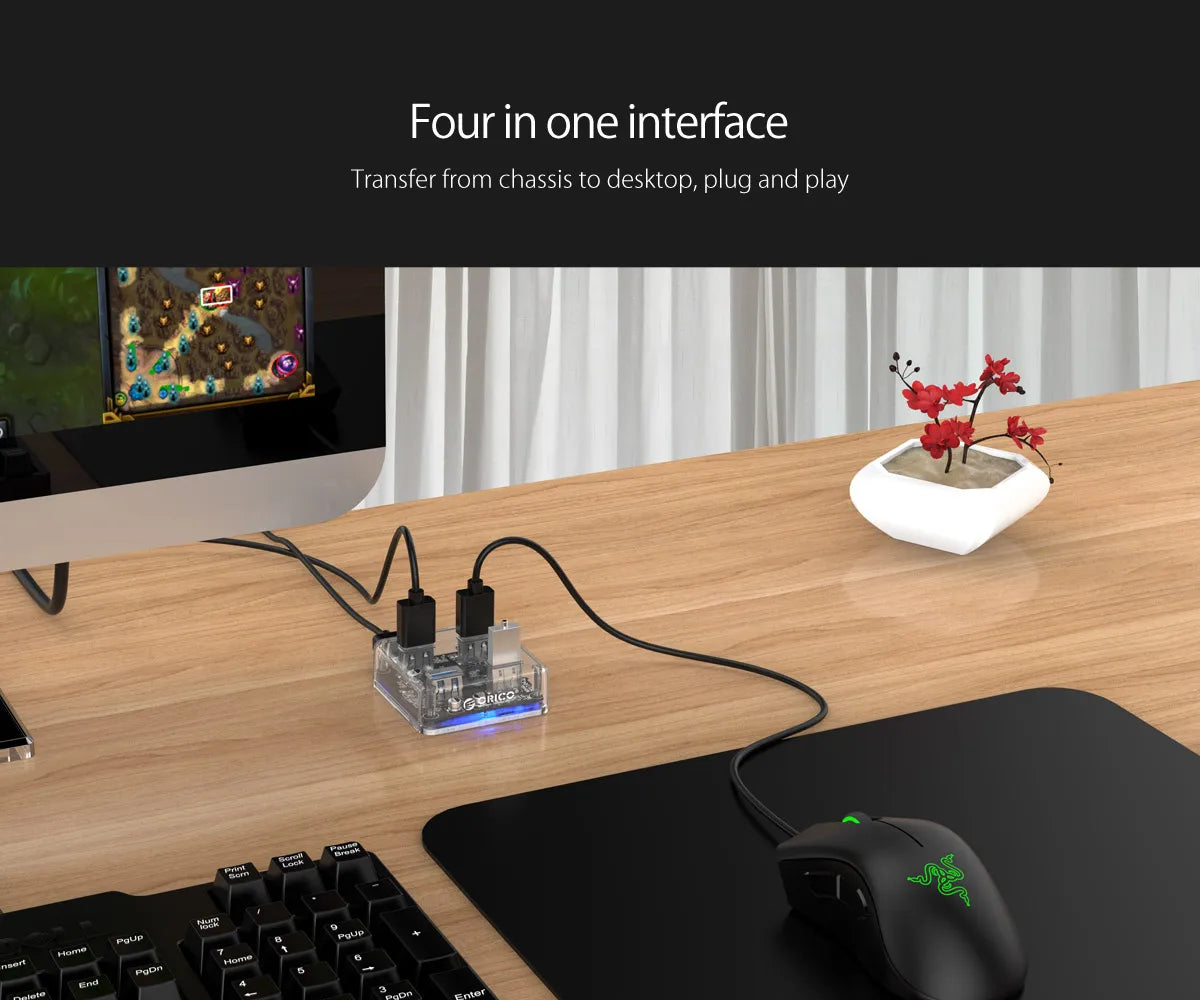 Orico MH4UC-U3-10 4-Port USB HUB 3.0 with Transparent Design - متجر TT Tab للتقنيات الحديثة