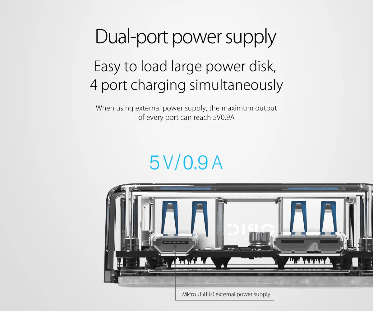 Orico MH4UC-U3-10 4-Port USB HUB 3.0 with Transparent Design - متجر TT Tab للتقنيات الحديثة