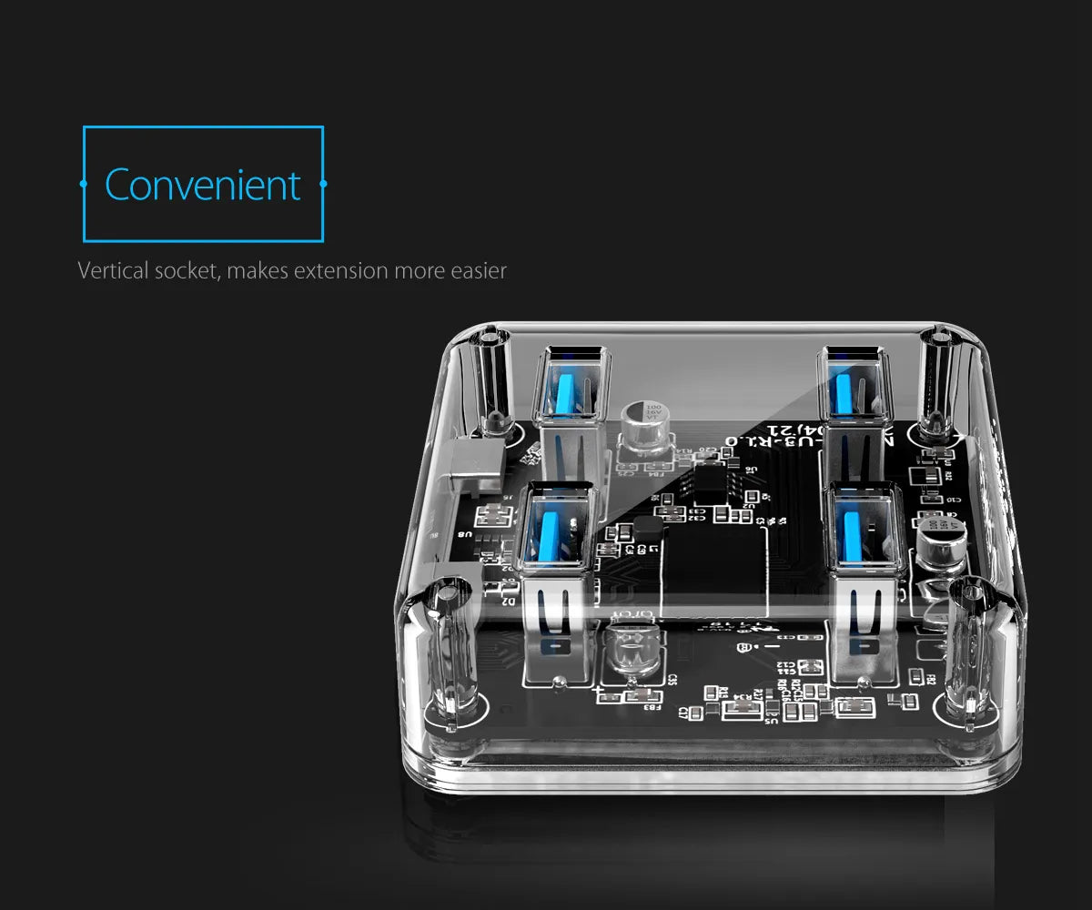 Orico MH4UC-U3-10 4-Port USB HUB 3.0 with Transparent Design - متجر TT Tab للتقنيات الحديثة