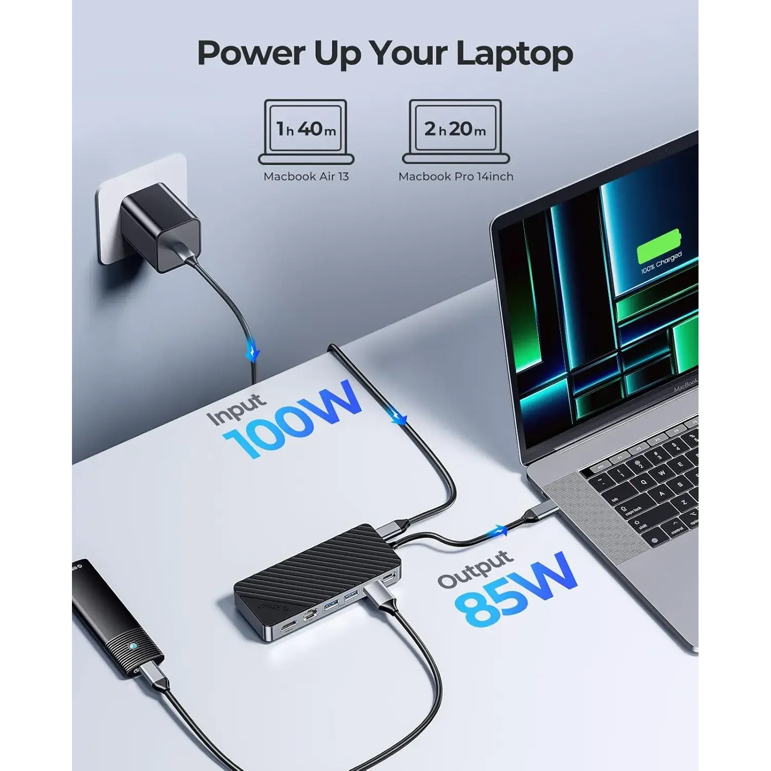Orico OM28PR-G2 8-in-1 Docking Station with M.2 NVMe/NGFF Enclosure - متجر TT Tab للتقنيات الحديثة