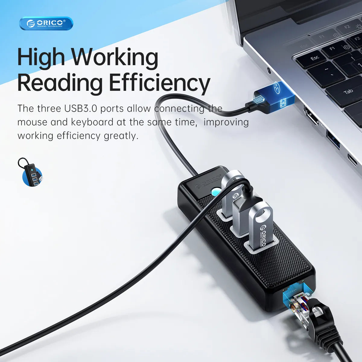 Orico PW3UR25-U3-015 USB HUB with RJ45 2.5Gb/s - للتقنيات الحديثة TT TAB متجر