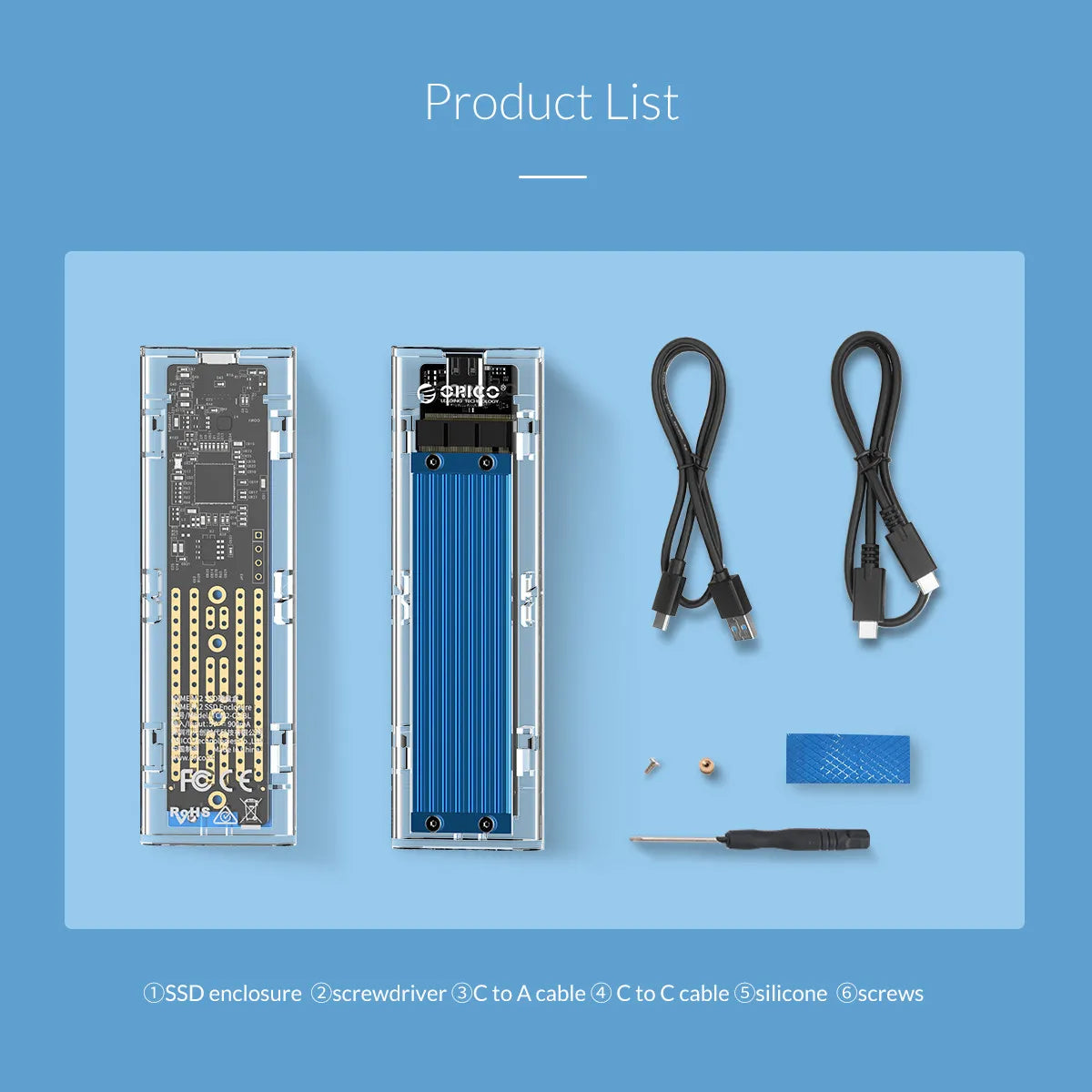 Orico TCM2M-C3 M.2 Enclosure support NVMe + NGFF - متجر TT Tab للتقنيات الحديثة