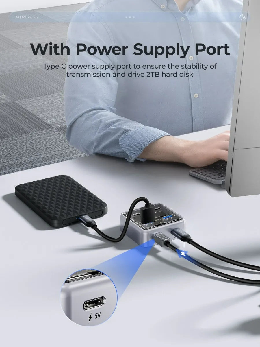 Orico XHJ2U2C-G2-10 USB HUB Type-C 10Gbps - للتقنيات الحديثة TT TAB متجر
