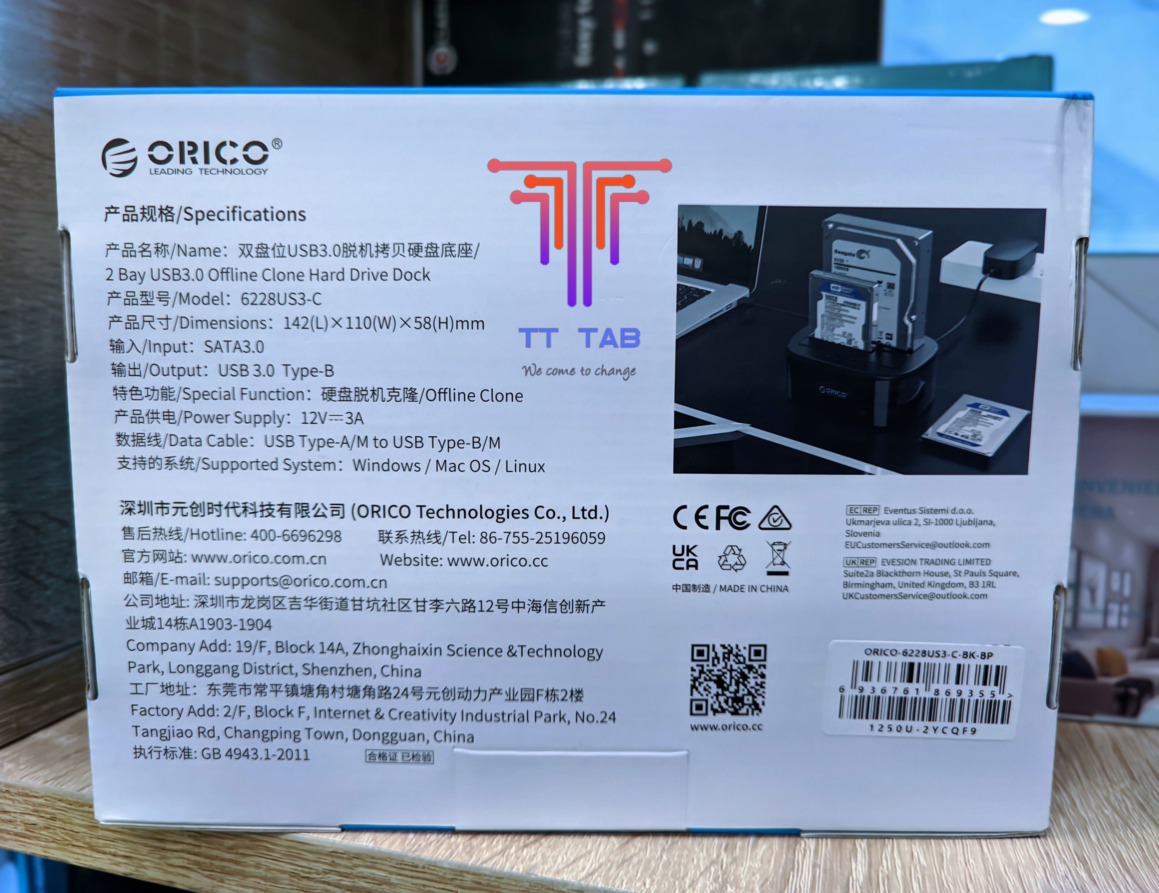 Orico 6228US3-C SATA 2.5/ 3.5 Dock Station support Clone