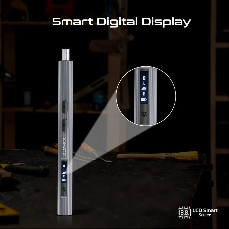 Promate ProTools-62A 62-Pieces Cordless Electric Screwdriver Kit with LED Fill Light - للتقنيات الحديثة TT TAB متجر