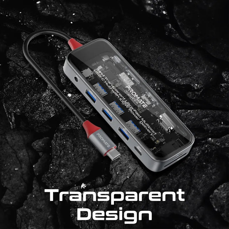 Promate TransHub-Pro USB-C Multiport Hub 11-in-1 with 100W Power Delivery