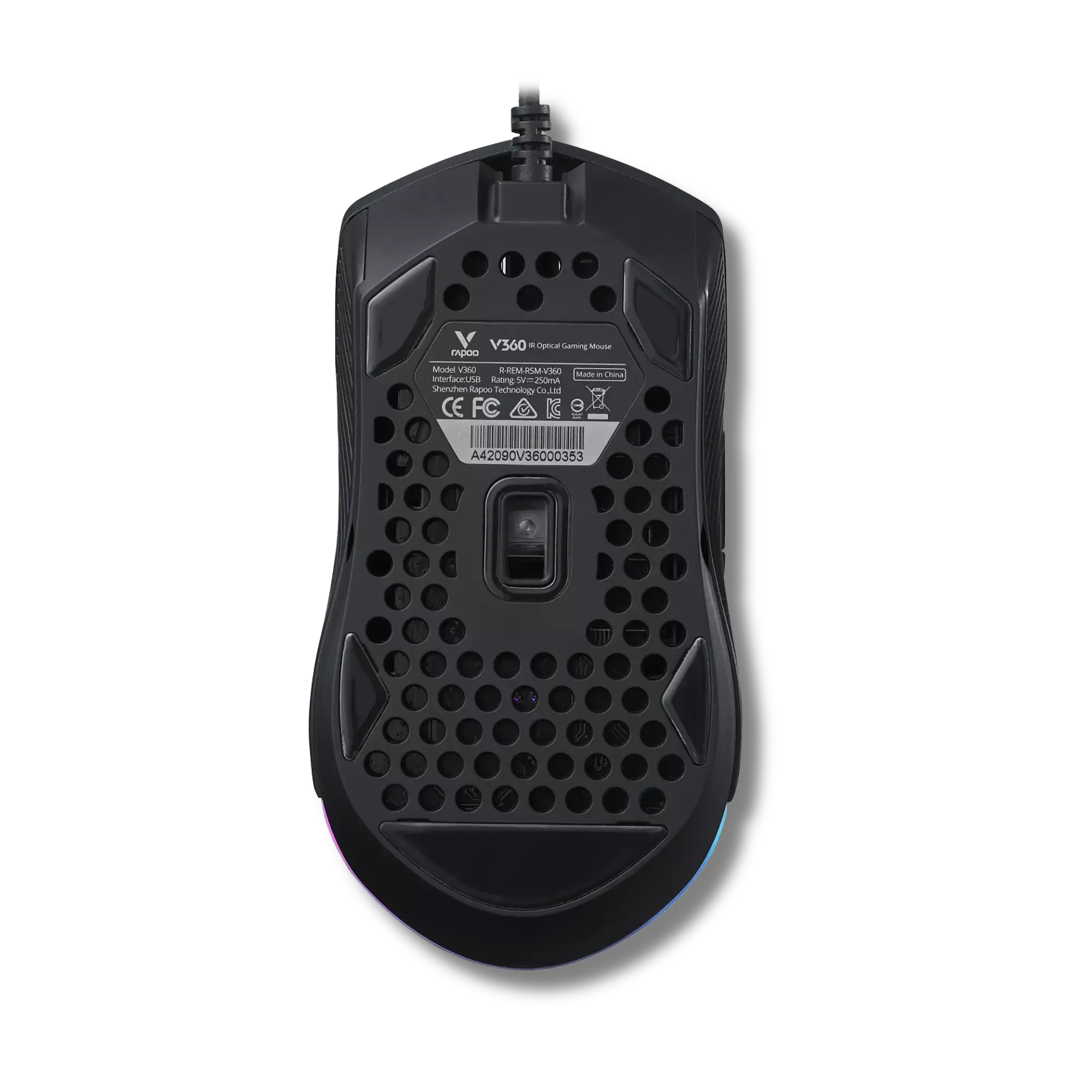 Rapoo V360 IR Gaming Optical Mouse with Customizable RGB - متجر TT Tab للتقنيات الحديثة