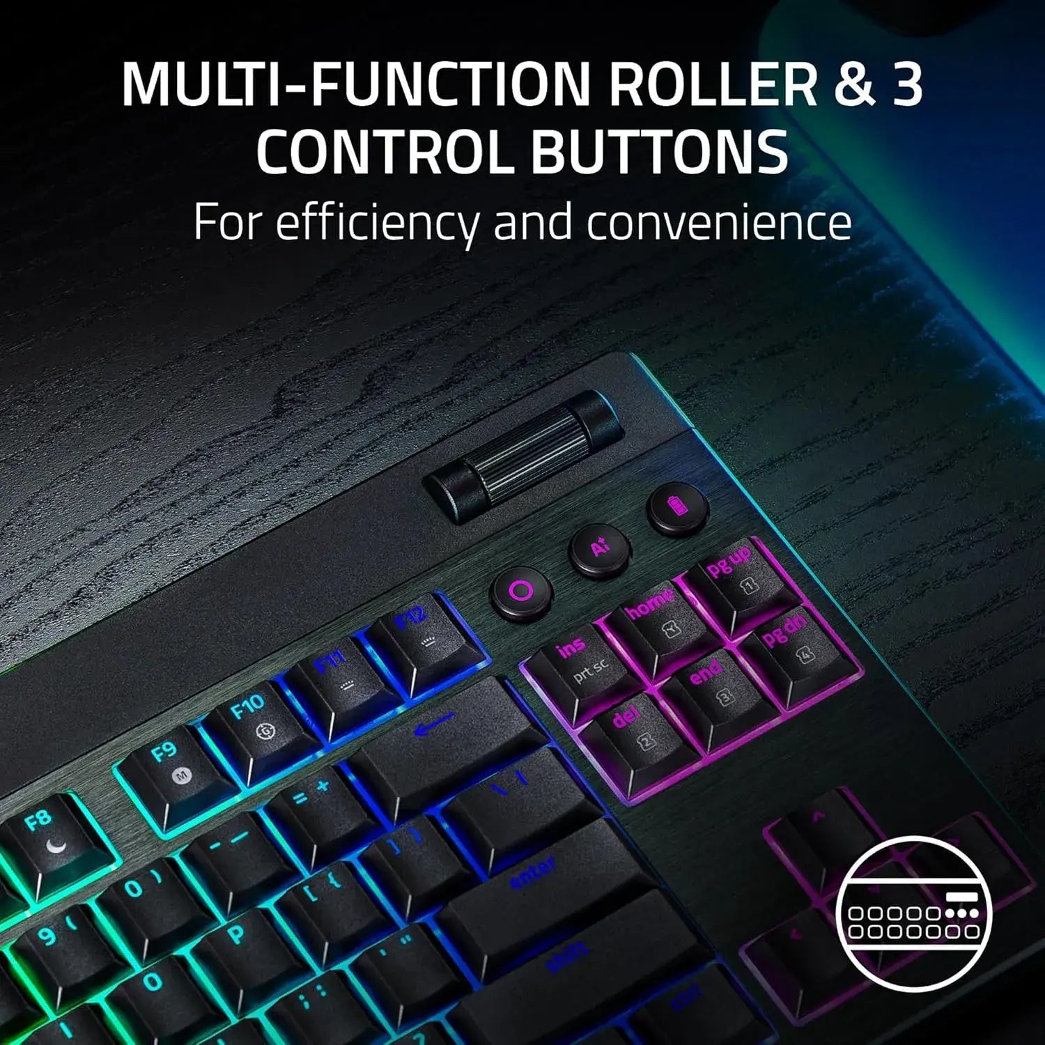 Razer BlackWidow V4 Low Profile TKL HyperSpeed Wireless Gaming Keyboard with Multi-Function Roller and AI-Button - متجر TT Tab للتقنيات الحديثة