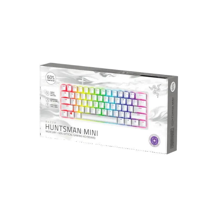 Razer Huntsman Mini Mercury Edition 60% Wired Gaming Keyboard with Fully Programmable Keys - متجر TT Tab للتقنيات الحديثة