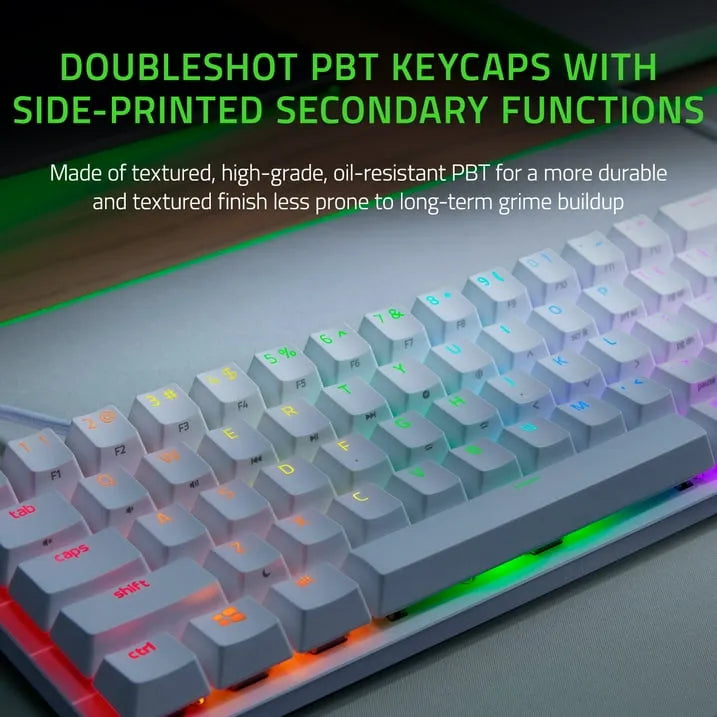 Razer Huntsman Mini Mercury Edition 60% Wired Gaming Keyboard with Fully Programmable Keys - متجر TT Tab للتقنيات الحديثة