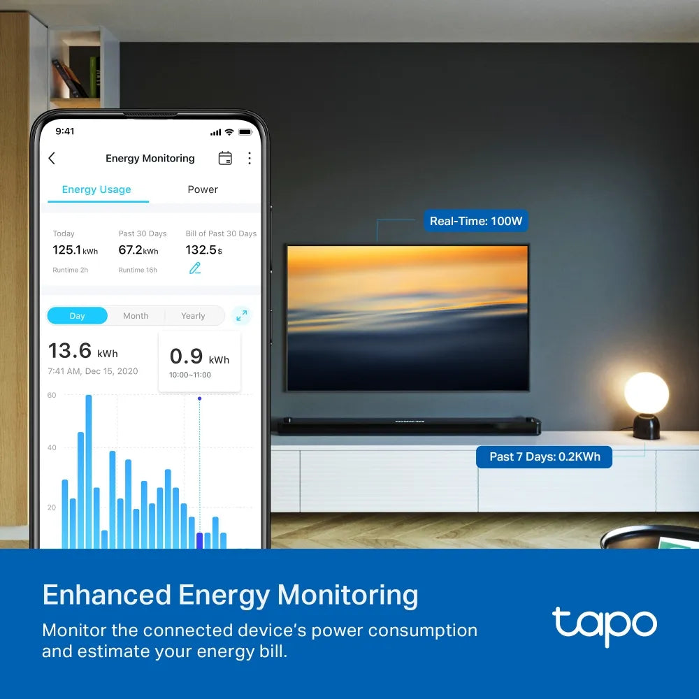 TP-Link Tapo P110 Mini Smart Wi-Fi Socket, Energy Monitoring