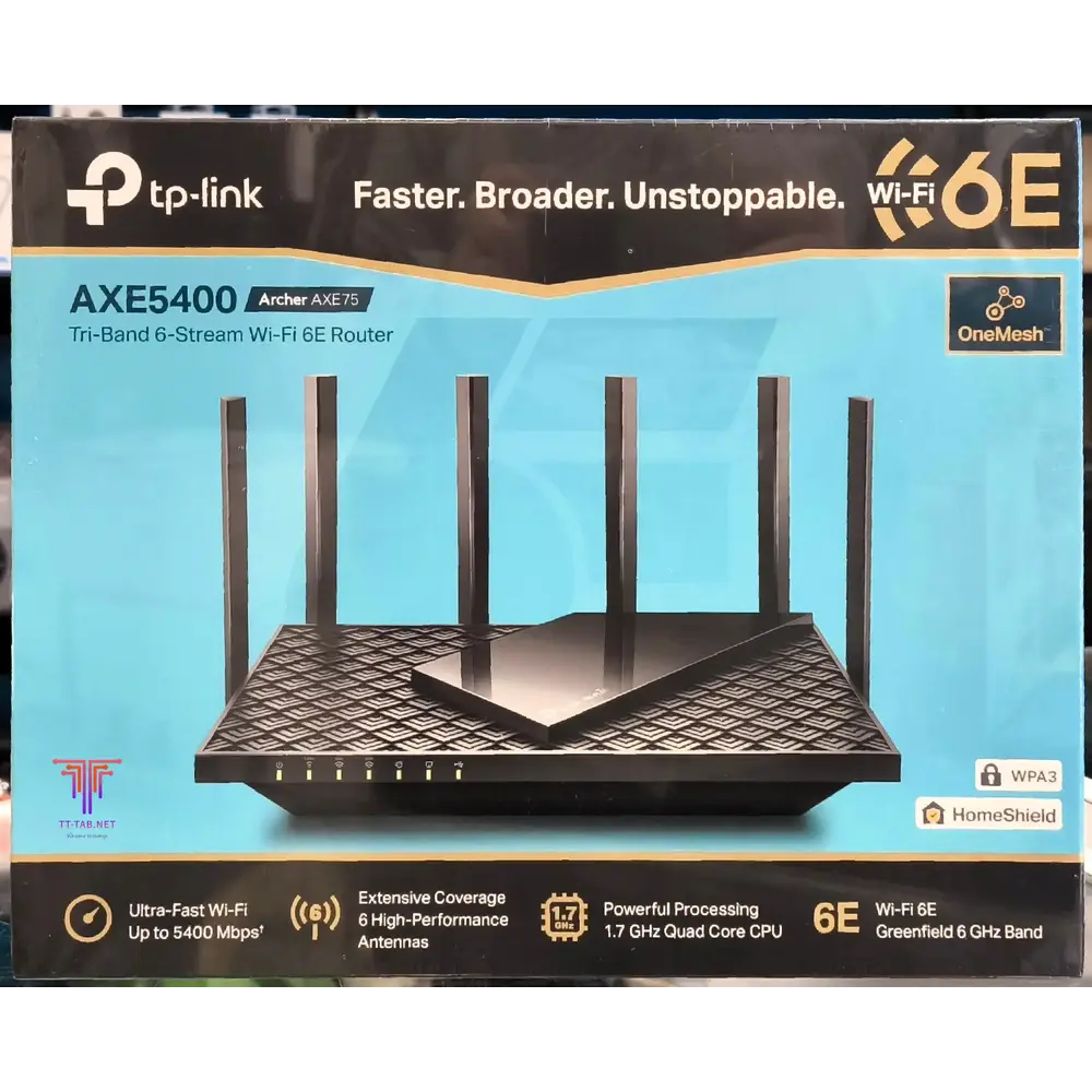 TP-Link Archer AXE75 AXE5400 Tri-Band Gigabit Wi-Fi 6E Router - للتقنيات الحديثة TT TAB متجر