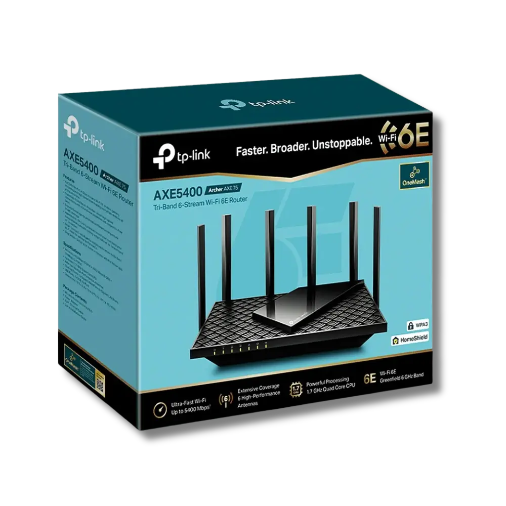 TP-Link Archer AXE75 AXE5400 Tri-Band Gigabit Wi-Fi 6E Router - متجر TT Tab للتقنيات الحديثة