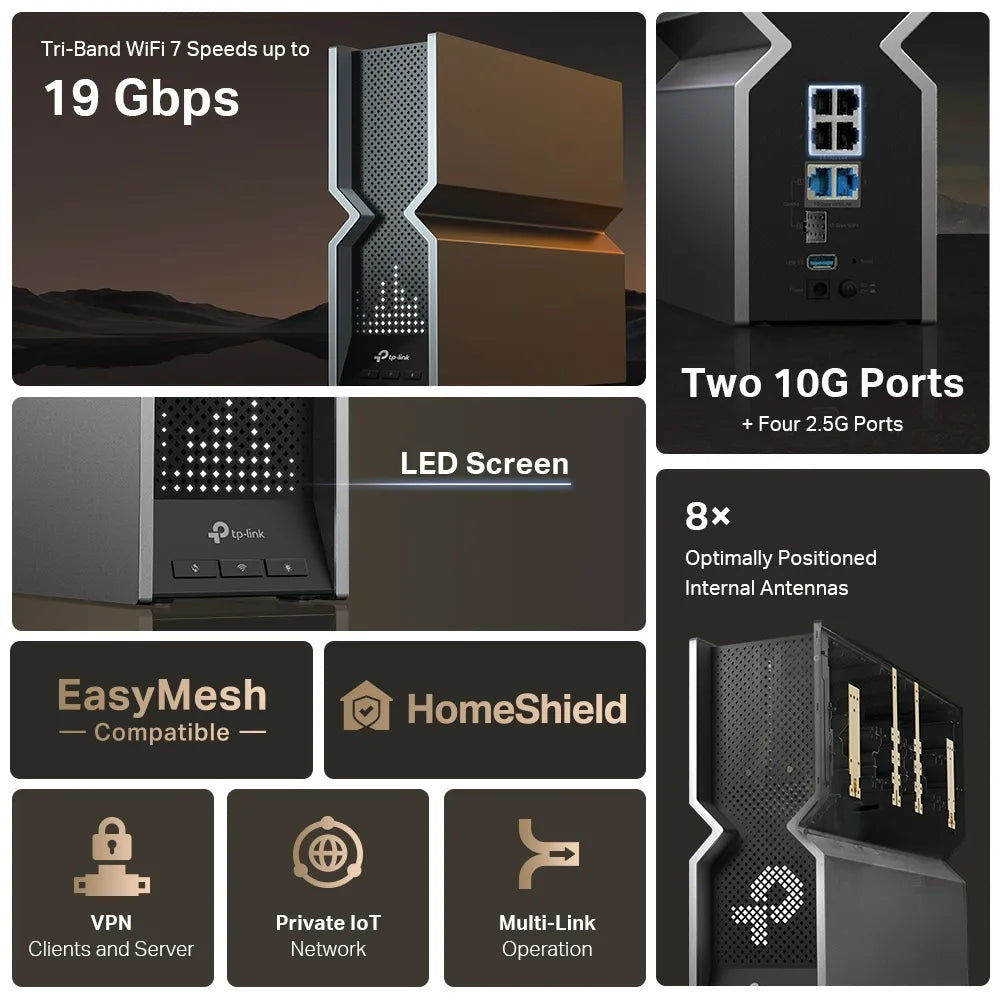 TP-Link Archer BE800 BE19000 Tri-Band Wi-Fi 7 Router - للتقنيات الحديثة TT TAB متجر