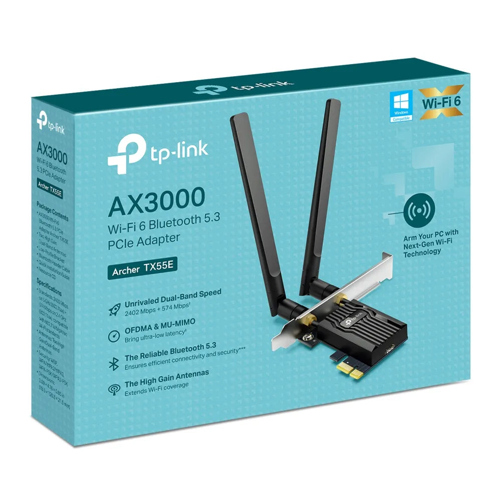 TP-Link Archer TX55E AX3000 Wi-Fi6 Bluetooth 5.3 PCIe Adapter