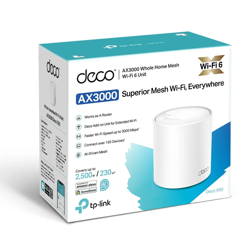 TP-Link Deco X50 AX3000 1-Pack Whole Home Mesh WiFi 6 System