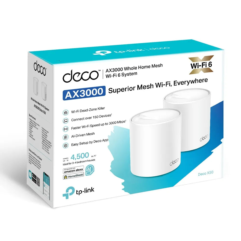 TP-Link Deco X50 AX3000 2-Pack Whole Home Mesh WiFi 6 System