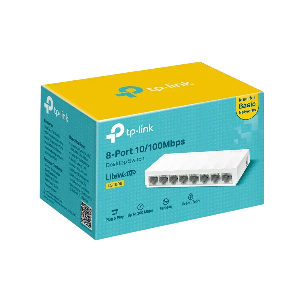 TP-Link LS1008 8-Port 10/100Mbps Desktop Network Switch - متجر TT Tab للتقنيات الحديثة