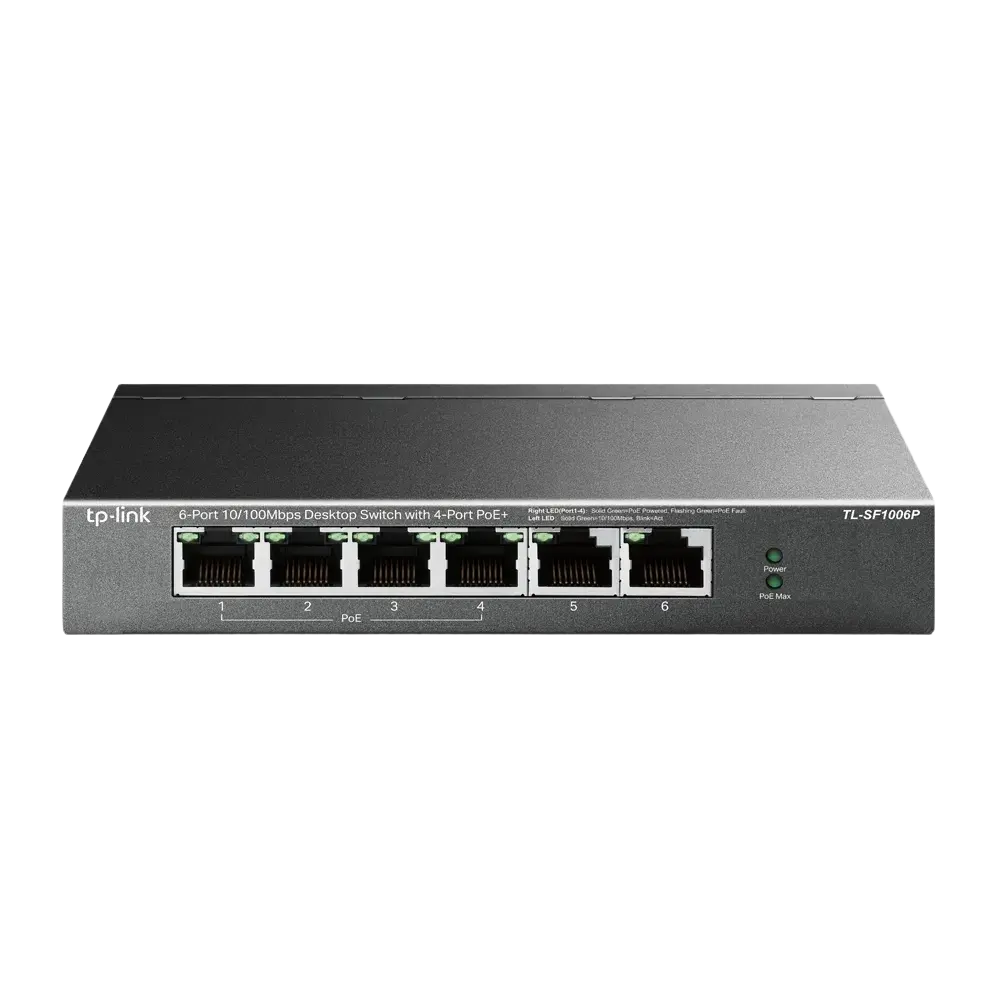 TP-Link TL-SF1006P 6-Port 10/100Mbps Desktop Switch with 4-Port PoE+ - متجر TT Tab للتقنيات الحديثة