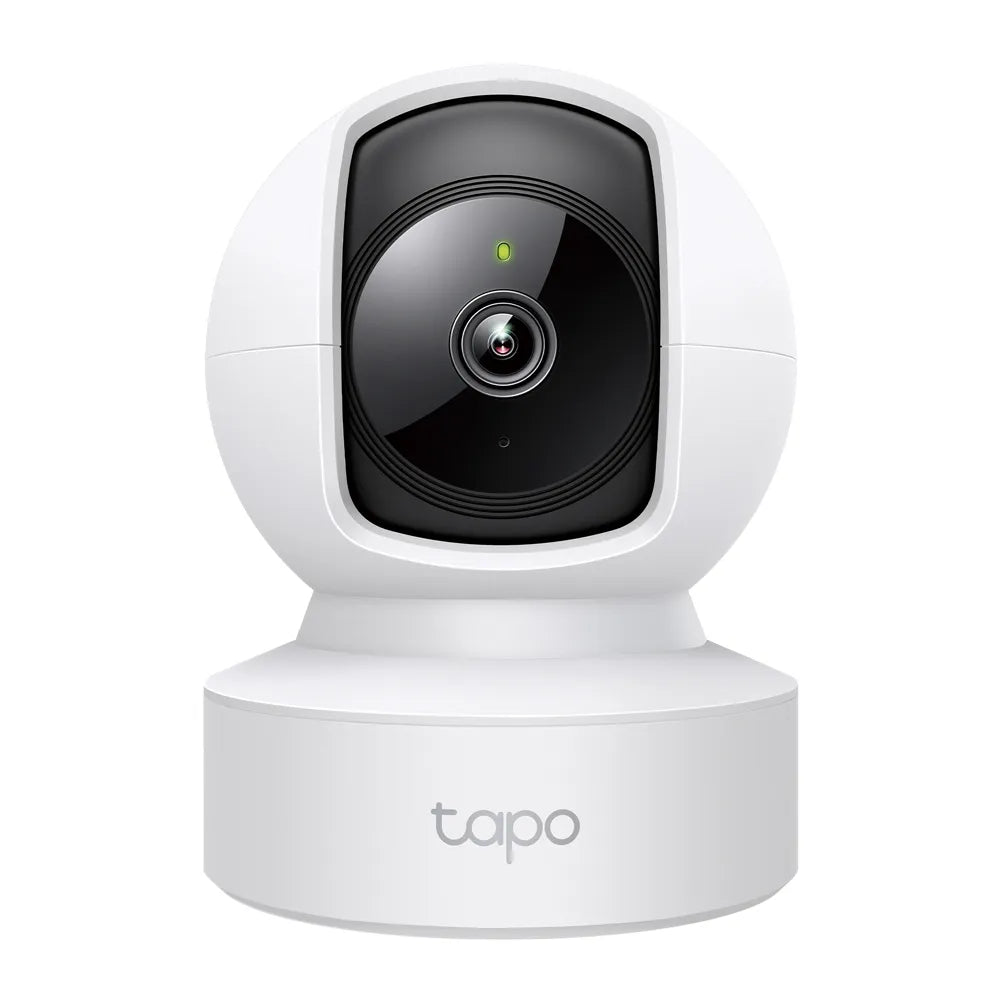 TP-Link Tapo C212 Pan/Tilt Home Security Wi-Fi Camera in white color, with a visible lens and control buttons.