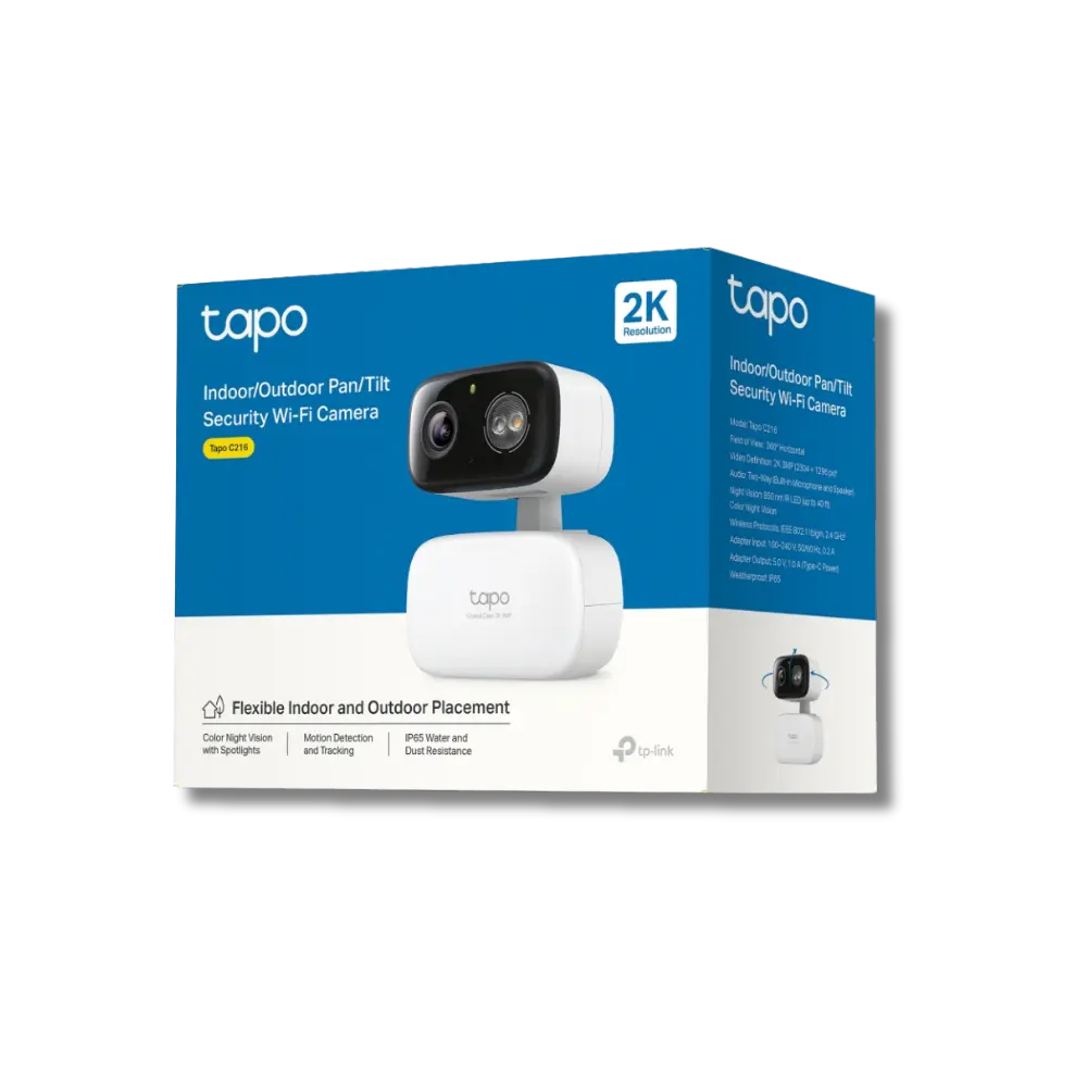 TP-Link Tapo C216 2K 3MP Indoor & Outdoor Pan/Tilt Security Wi-Fi Camera with Color Night Vision - متجر TT Tab للتقنيات الحديثة