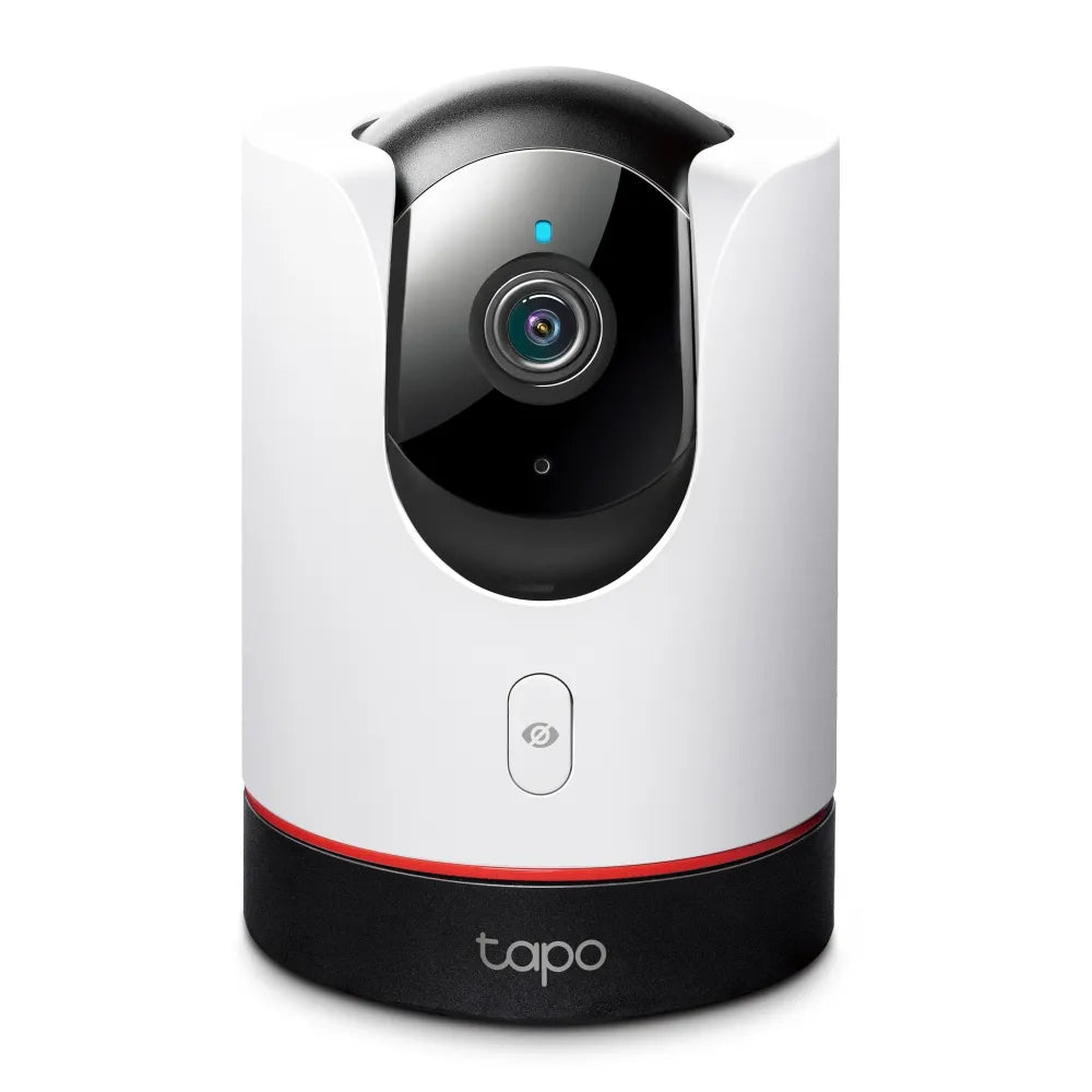 TP-Link Tapo C225 Pan/Tilt AI Home Security Wi-Fi Camera in white color with a black base, featuring a camera lens and LED indicator.