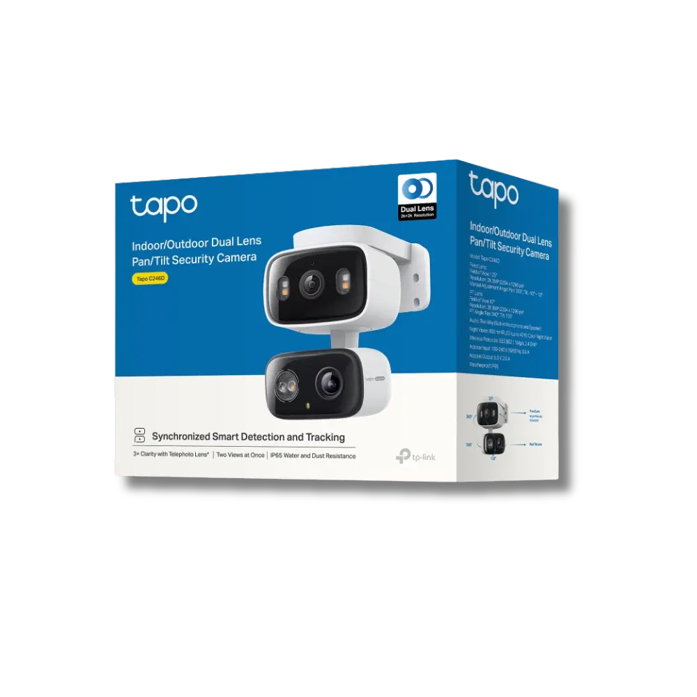 TP-Link Tapo C246D Dual-Lens 2K 3MP Indoor & Outdoor Pan/Tilt Wi-Fi Security Camera - متجر TT Tab للتقنيات الحديثة