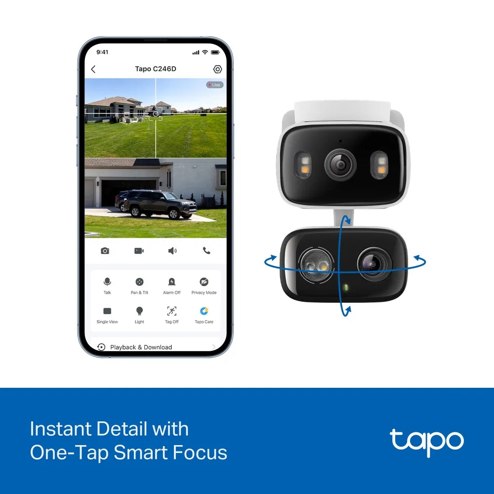 TP-Link Tapo C246D Dual-Lens 2K 3MP Indoor & Outdoor Pan/Tilt Wi-Fi Security Camera - متجر TT Tab للتقنيات الحديثة