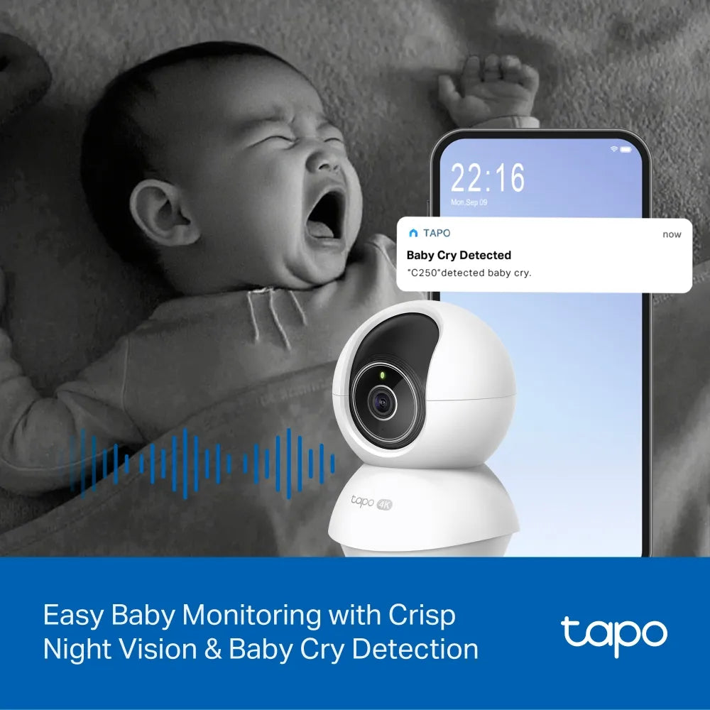TP-Link Tapo C250 4K 8MP Pan/Tilt AI Home Security Wi-Fi Camera with Auto-Zoom Tracking - متجر TT Tab للتقنيات الحديثة