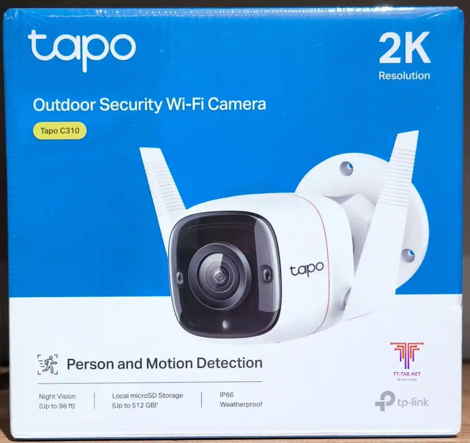 White TP-Link Tapo security camera on a white background