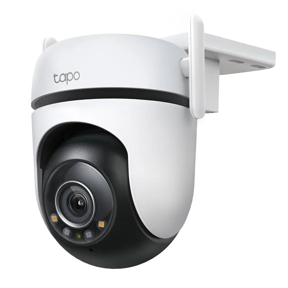 TP-Link Tapo C520WS Outdoor Pan/Tilt Security Wi-Fi Camera, white and black in color with an antenna on the top, designed for surveillance purposes.