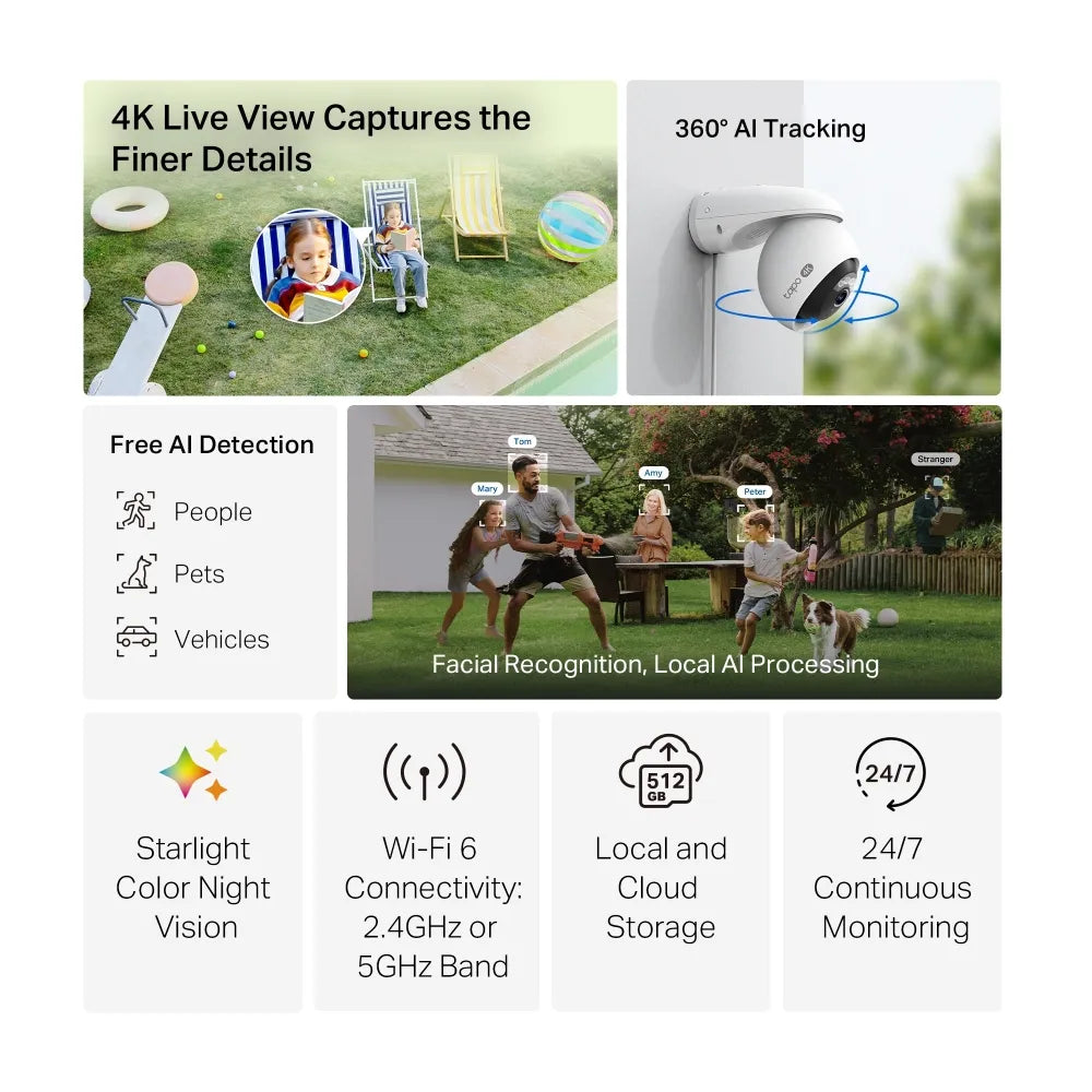TP-Link Tapo C560WS 4K 8MP Outdoor Pan/Tilt Wi-Fi 6 Security Camera with Facial Recognition - متجر TT Tab للتقنيات الحديثة