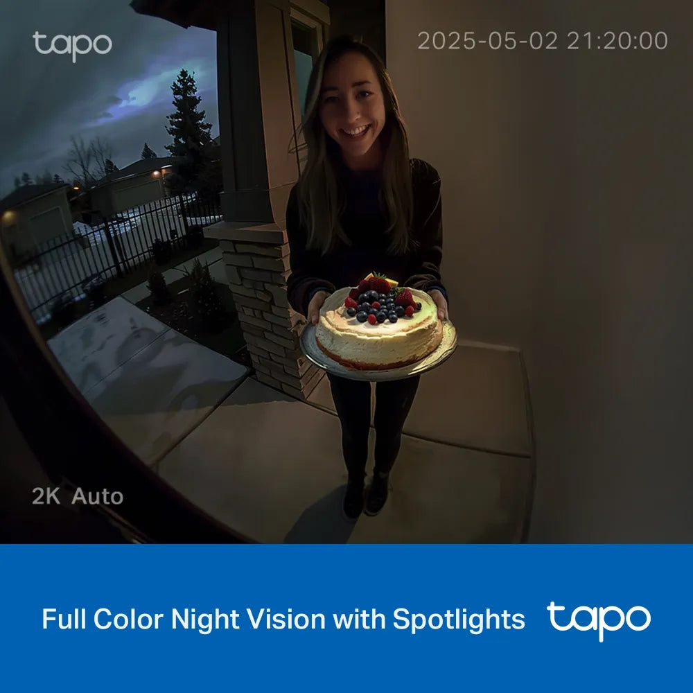 TP-Link Tapo D210 2K 3MP Wire-Free Smart Video Doorbell with Wi-Fi Chime and Color Night Vision - متجر TT Tab للتقنيات الحديثة