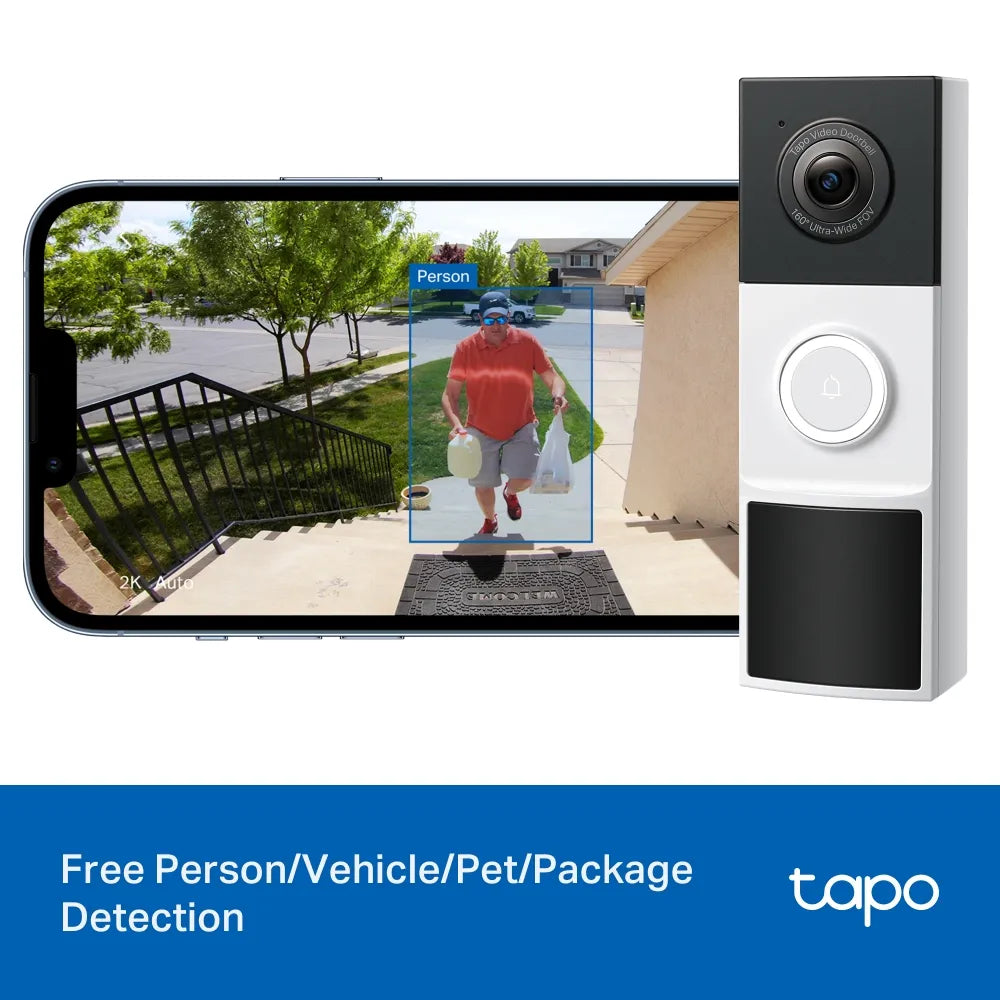 TP-Link Tapo D210 2K 3MP Wire-Free Smart Video Doorbell with Wi-Fi Chime and Color Night Vision - متجر TT Tab للتقنيات الحديثة