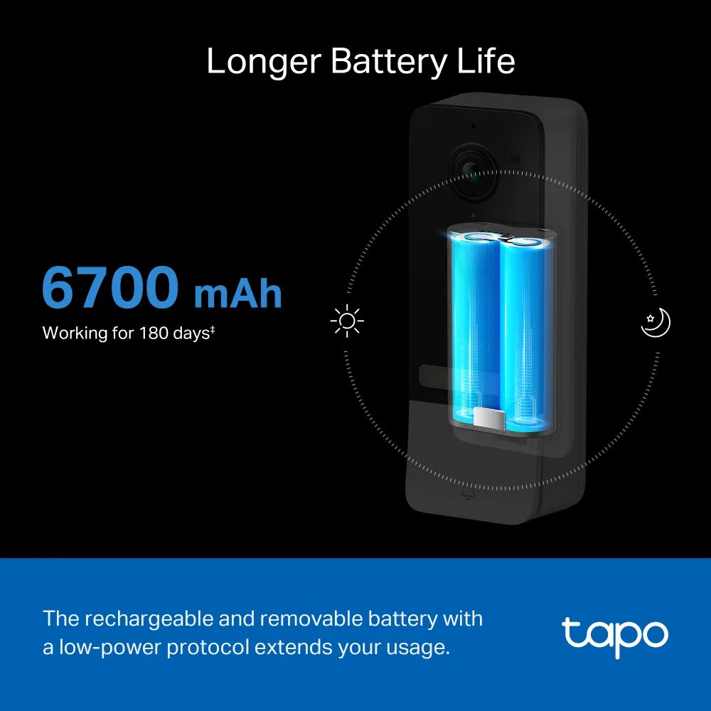 TP-Link Tapo D230S1 2K 5MP Smart Battery Video Doorbell Camera Kit with H200 Hub - متجر TT Tab للتقنيات الحديثة