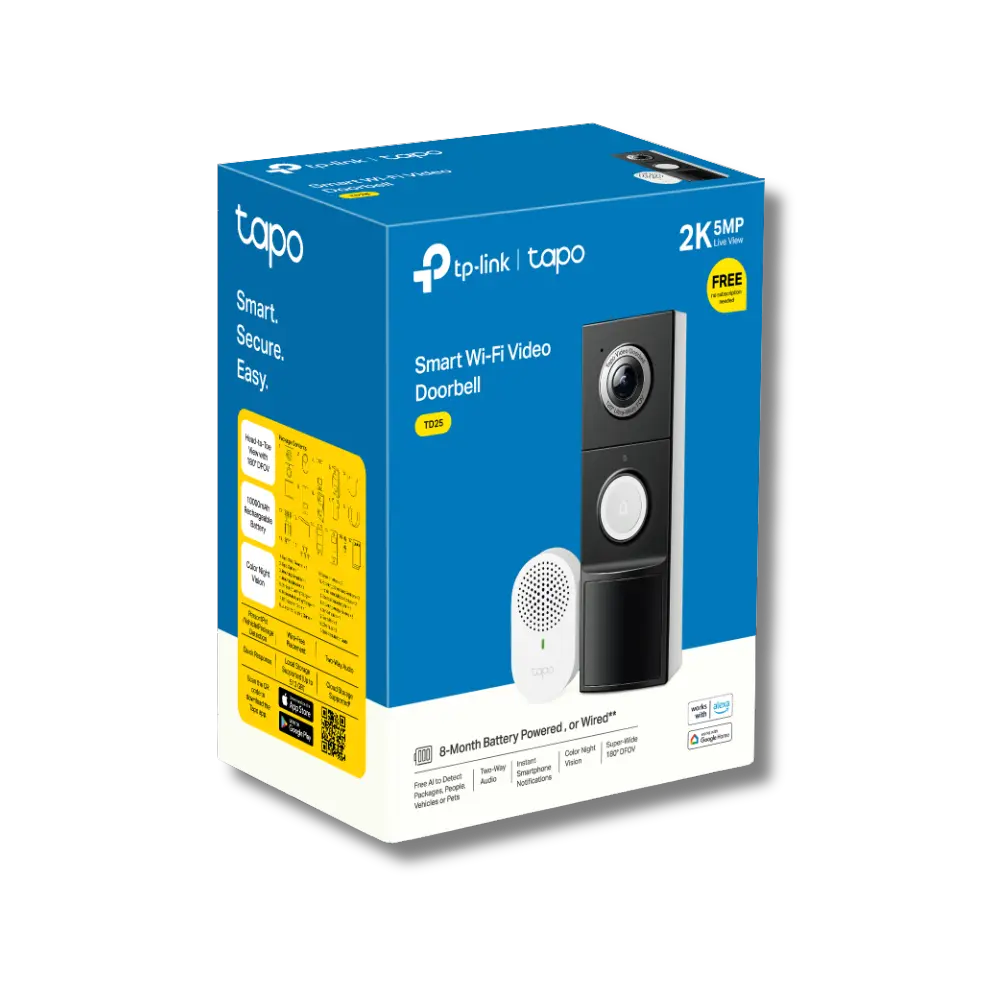 TP-Link Tapo D235 2K 5MP Battery & Wired Smart Video Doorbell with Wi-Fi Chime - متجر TT Tab للتقنيات الحديثة