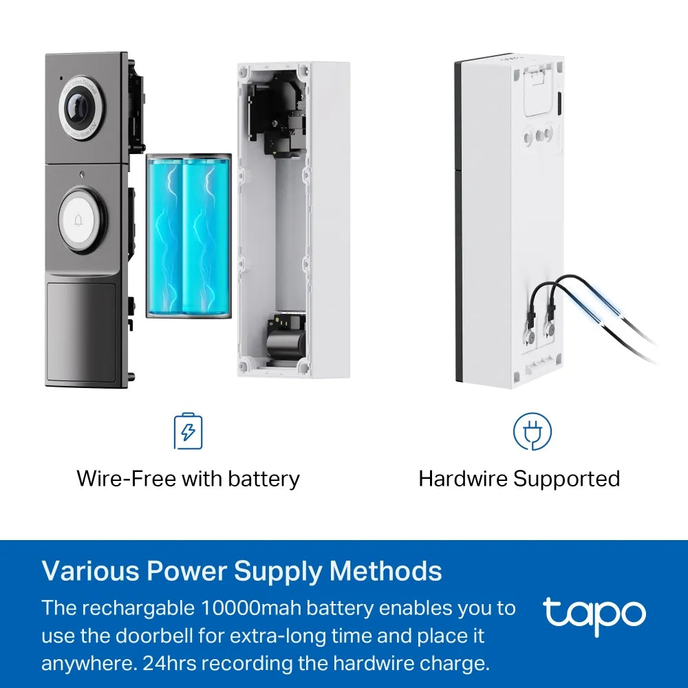 TP-Link Tapo D235 2K 5MP Battery & Wired Smart Video Doorbell with Wi-Fi Chime - متجر TT Tab للتقنيات الحديثة