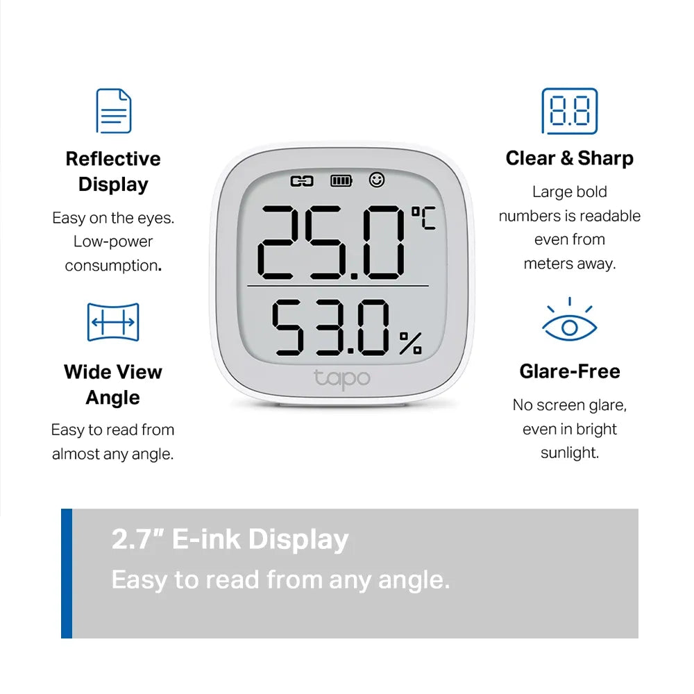 TP-Link Tapo T315 Smart Temperature & Humidity Monitor with 2.7″ E-ink Display - متجر TT Tab للتقنيات الحديثة