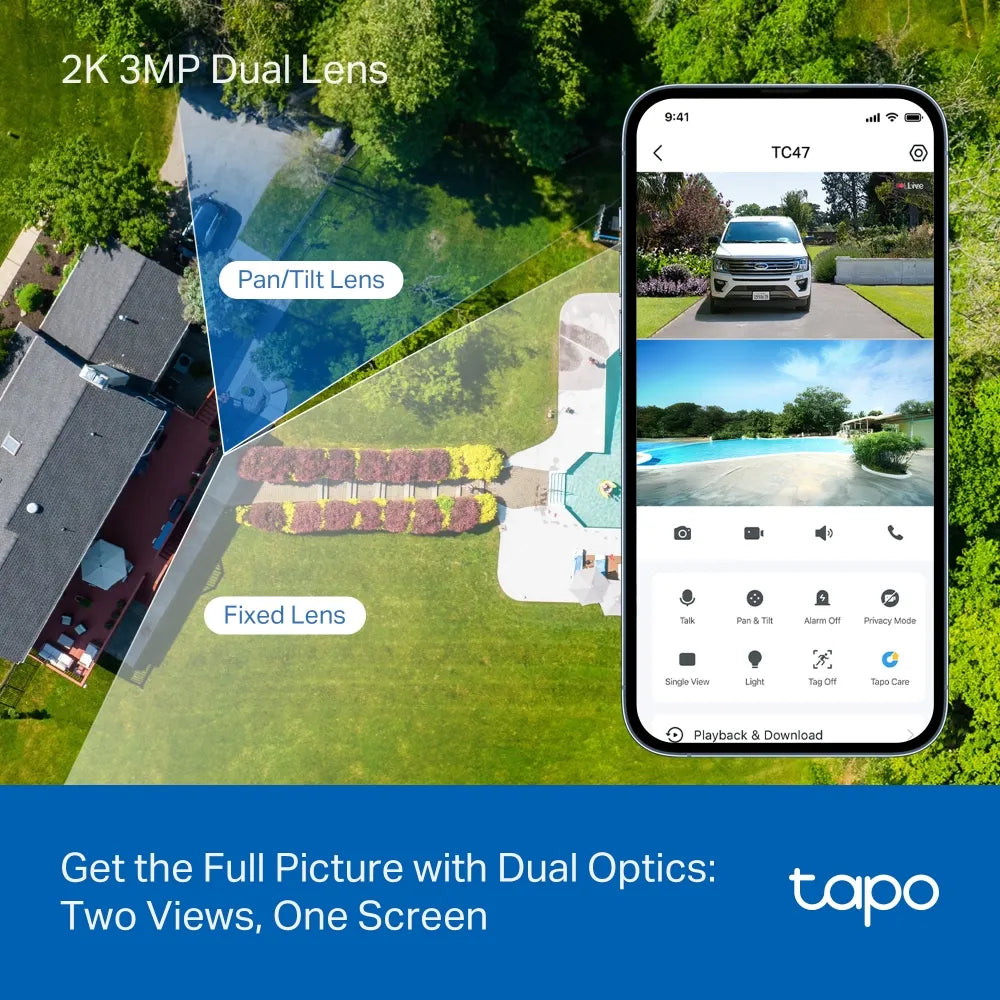 TP-Link Tapo TC47 Dual-Lens 2K 3MP Outdoor Pan/Tilt Security Wi-Fi 6 Camera - متجر TT Tab للتقنيات الحديثة