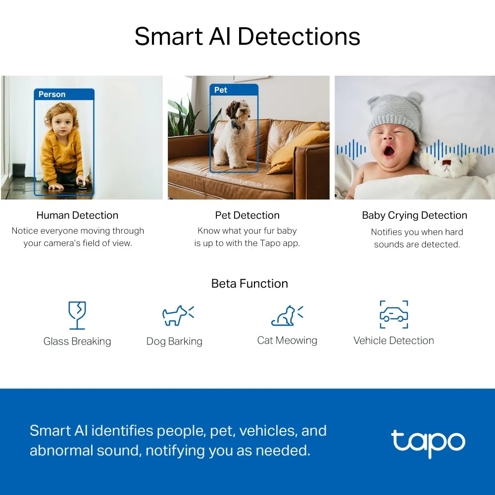 TP-Link Tapo TC72 Pan Tilt AI Home Security Wi-Fi Camera with Specific Target Tracking - متجر TT Tab للتقنيات الحديثة