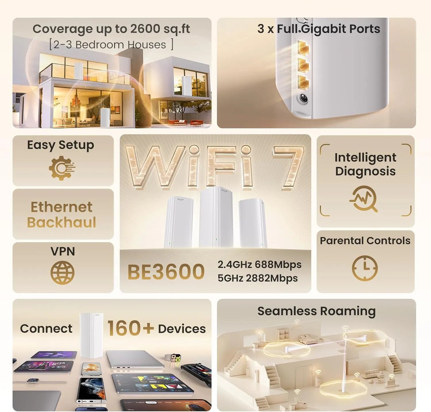 Tenda Nova ME3 Pro 1-Pack BE3600 Whole Home Mesh Wi-Fi7 System - متجر TT Tab للتقنيات الحديثة