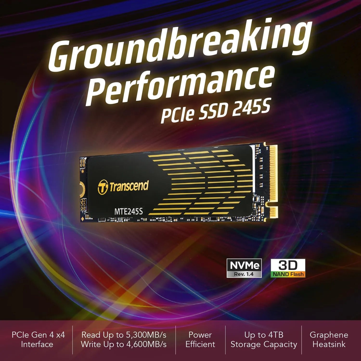 Transcend 245S SSD NVMe Gen4 with Graphene Heat-Spreading Sticker - متجر TT Tab للتقنيات الحديثة