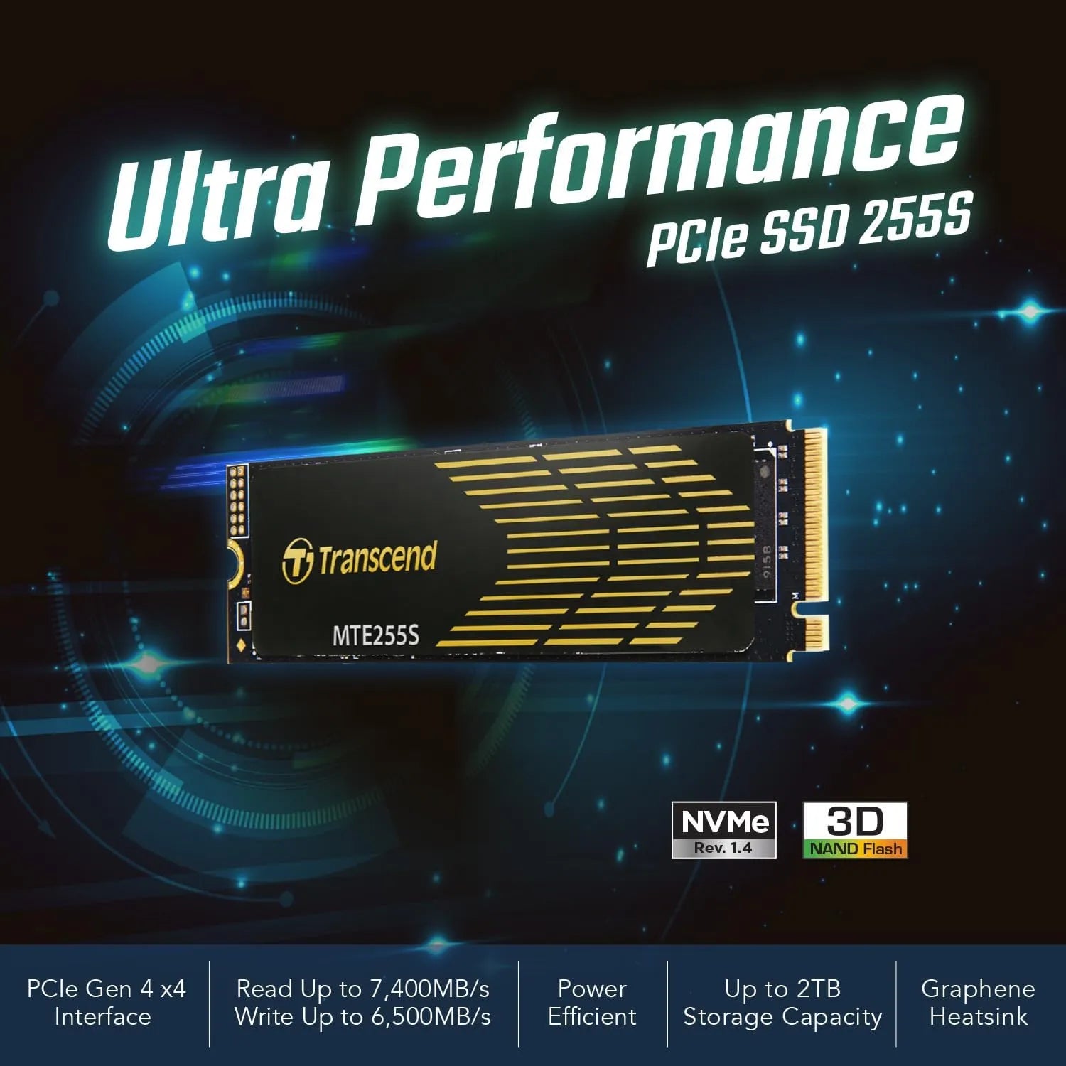 Transcend 255S SSD NVMe Gen4 with Graphene Heat-Spreading Sticker - متجر TT Tab للتقنيات الحديثة - متجر TT Tab للتقنيات الحديثة