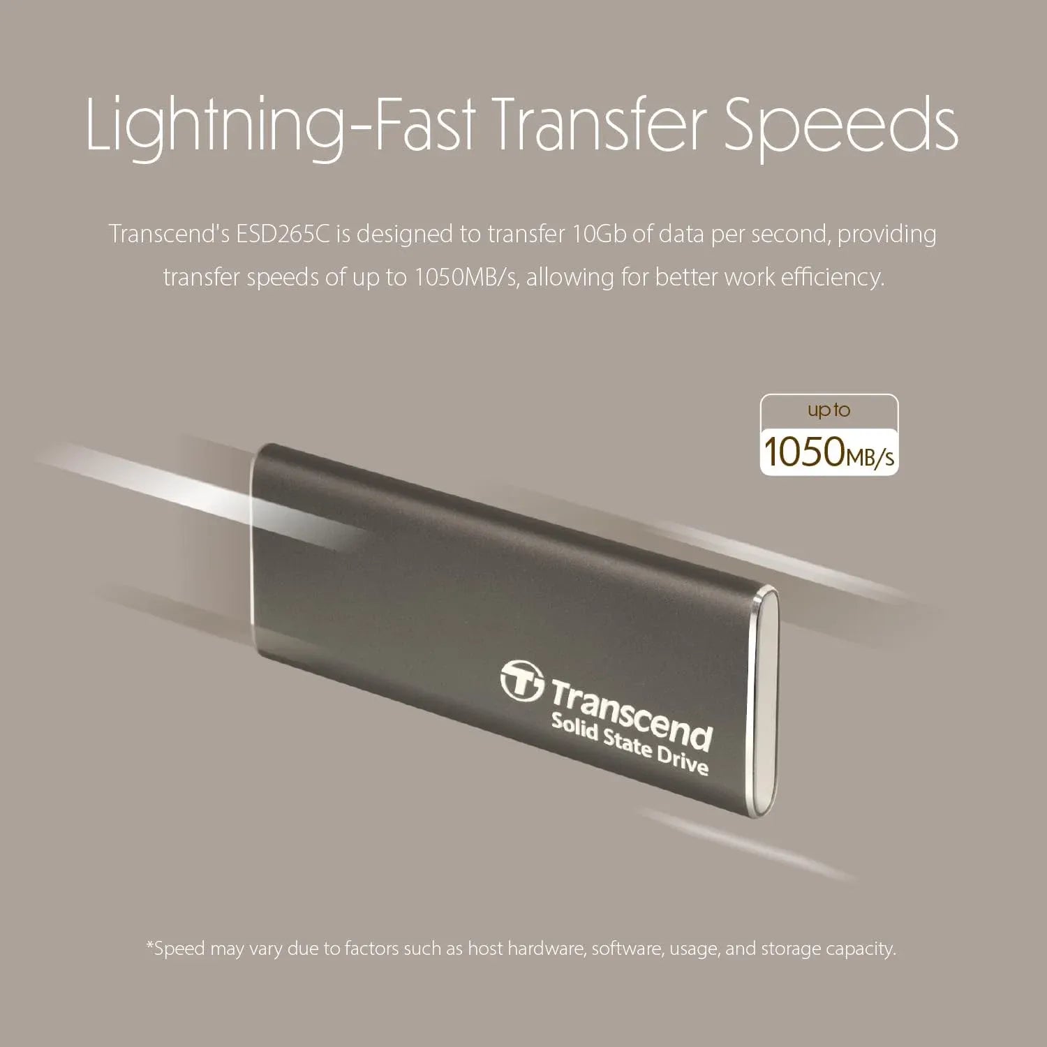 Transcend ESD265C Portable SSD Slim Design & Speed up to 1050MB/s - متجر TT Tab للتقنيات الحديثة