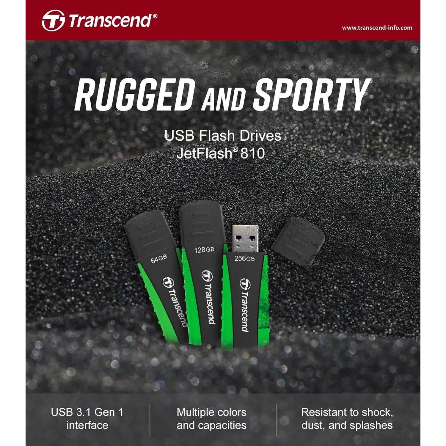 Transcend JetFlash 810 USB Flash Drive with Rugged Design - متجر TT Tab للتقنيات الحديثة