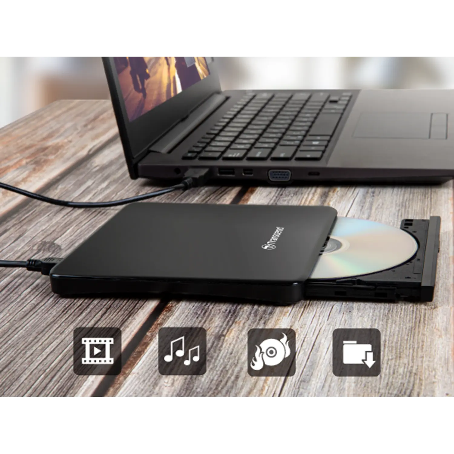 Transcend Slim Portable DVD Writer - متجر TT Tab للتقنيات الحديثة