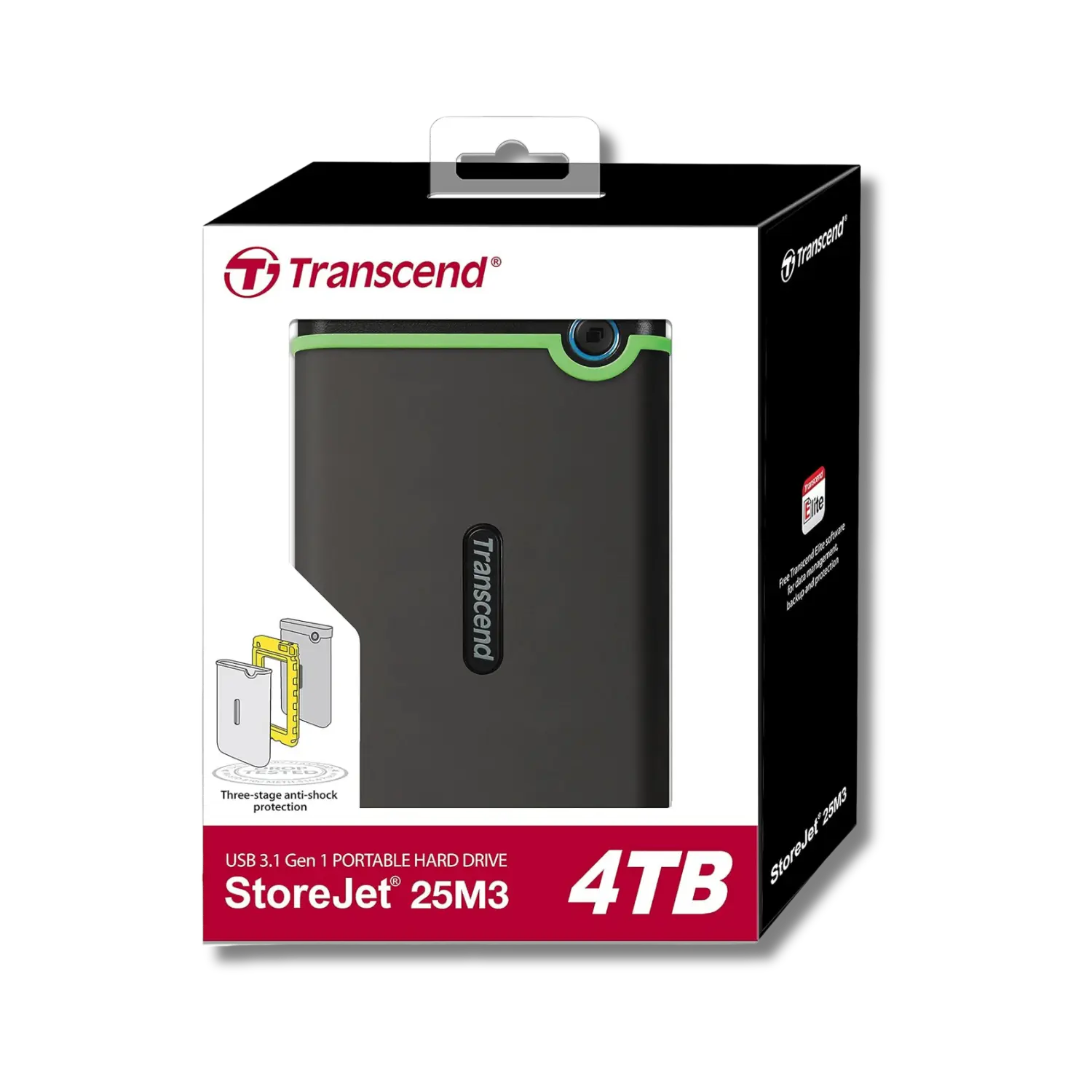 Transcend StoreJet 25M3 Portable HDD Rugged Degisn with Auto-backup Button - متجر TT Tab للتقنيات الحديثة