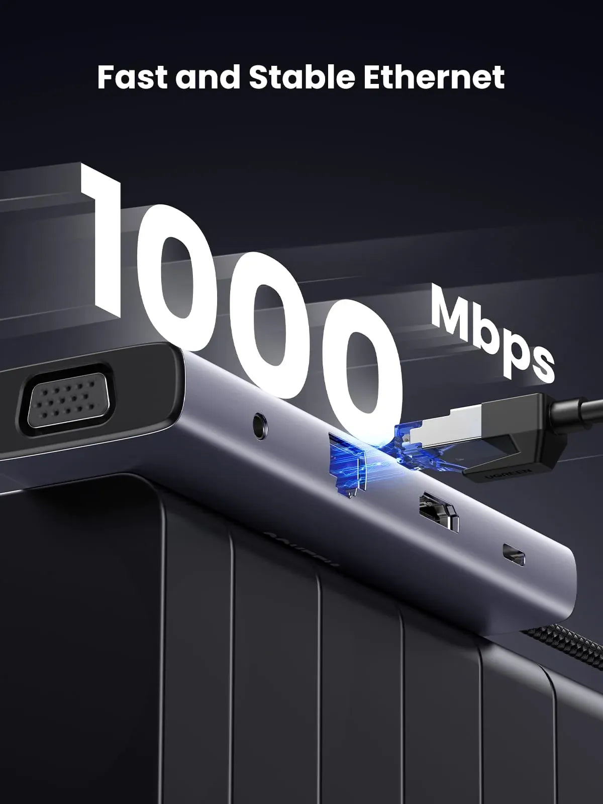 UGREEN 15601 10-in-1 USB-C Docking Station with 4K@30Hz HDMI & VGA & Gigabit Ethernet & 100W PD Input - متجر TT Tab للتقنيات الحديثة